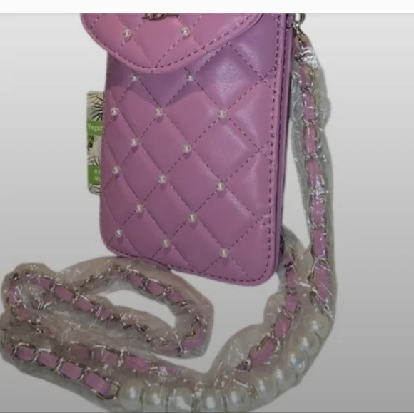 NWT Badgley Mischka Lavender Quilted Crossbody Mini Bag - Picture 6 of 9